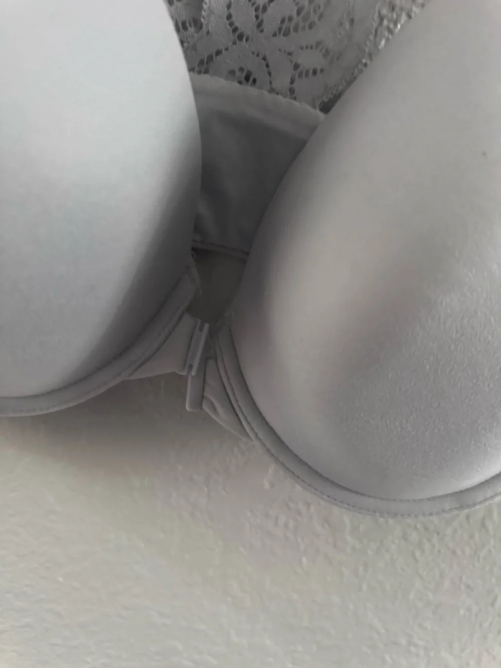 Victoria's Secret Blue Perfect‎ Coverage Racerback Bra 34DDD White Lace Back Bra